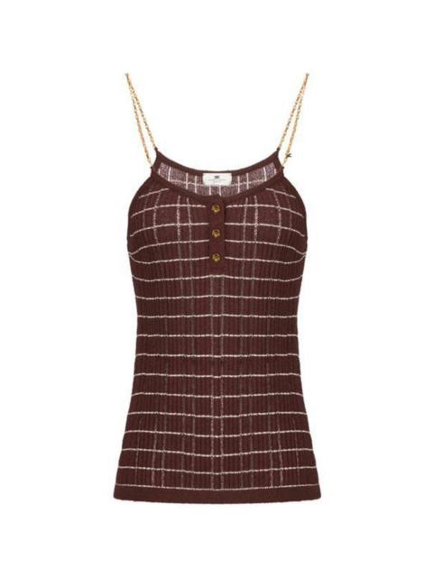 ELISABETTA FRANCHI metal chain striped knitted tank top