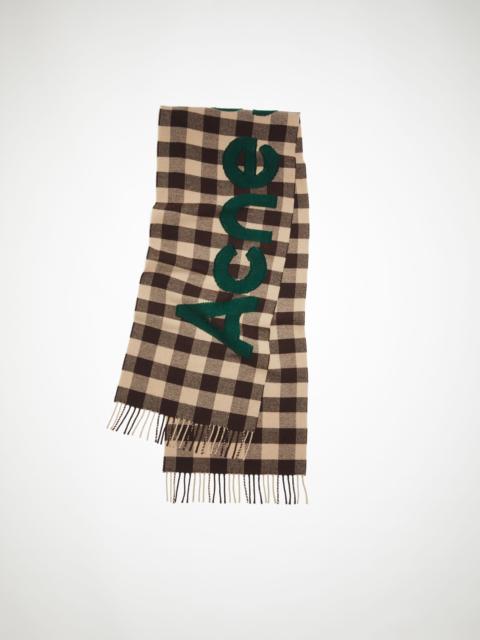 Acne Studios Check logo scarf - Brown/green