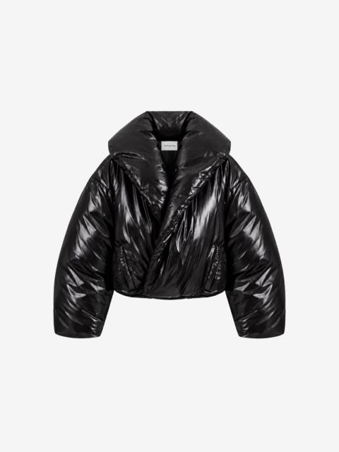 The Frankie Shop Elren Shawl Collar Cropped Puffer Jacket - Black