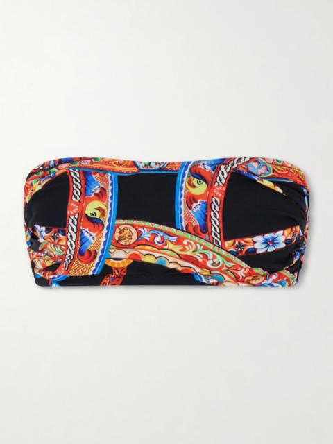 Dolce & Gabbana Carretto Printed Organza Bandeau Top