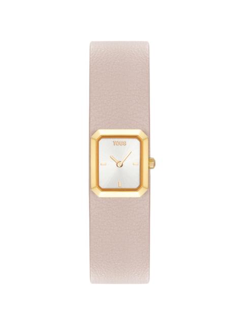 TOUS Analog Watch with rose-colored leather and gold-colored steel bracelet TOUS KARAT EMERALD MINI