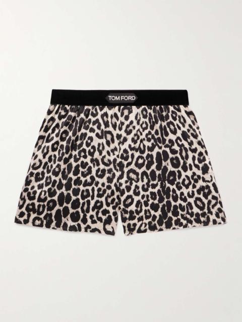 TOM FORD Velvet-Trimmed Leopard-Print Silk-Satin Boxer Shorts