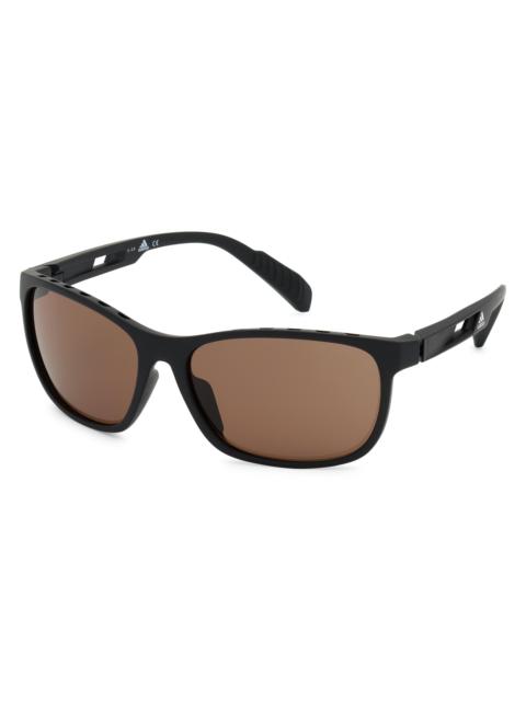 adidas Men's 63MM Square Injected Sunglasses - Matte Black Brown