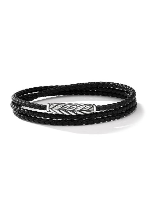 DAVID YURMAN Men's Chevron Triple Wrap Black Leather Bracelet - Black