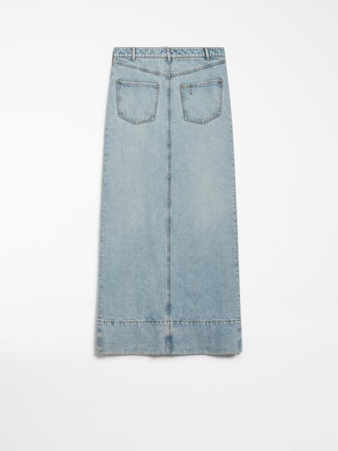 Sportmax PIAVE Long skirt in worn denim