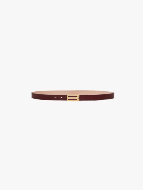 Victoria Beckham Frame Belt In Burgundy Glossed Leather