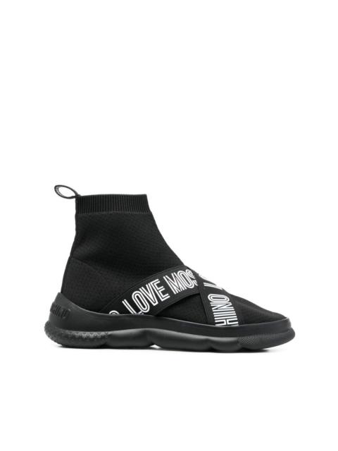 Moschino logo-strap high-top sneakers