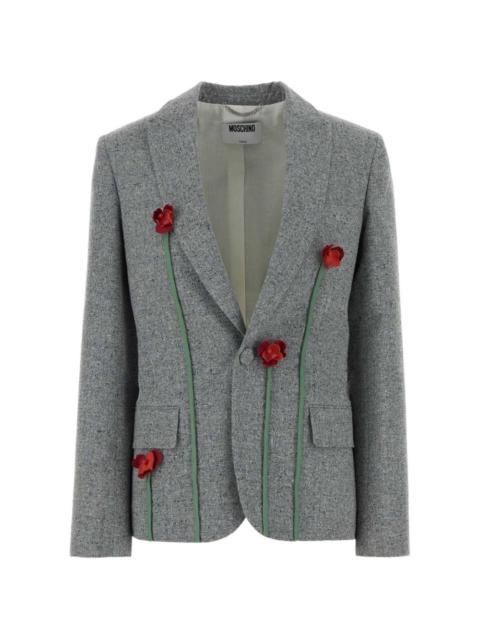 Moschino floral-appliqué melange blazer