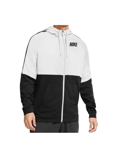 Nike logo zipped hooded jacket 'Black white' CU6034-100