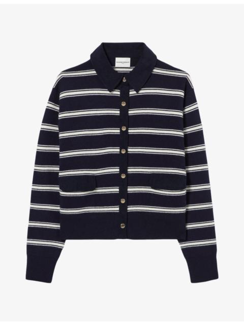 Claudie Pierlot Relaxed-Fit Striped Wool-Blend Cardigan