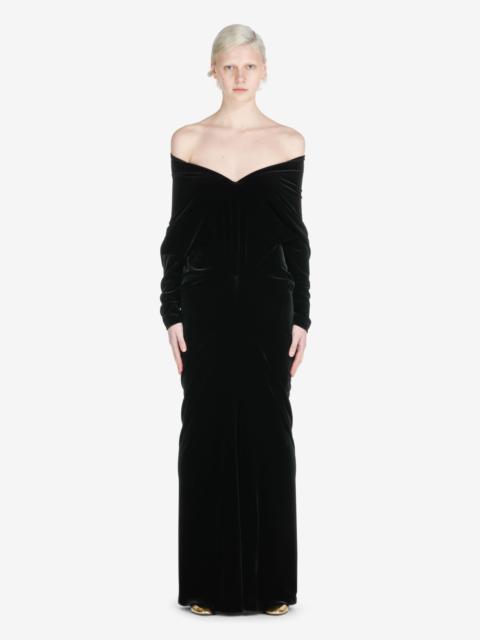 N°21 OFF-THE-SHOULDER VELVET MAXI DRESS