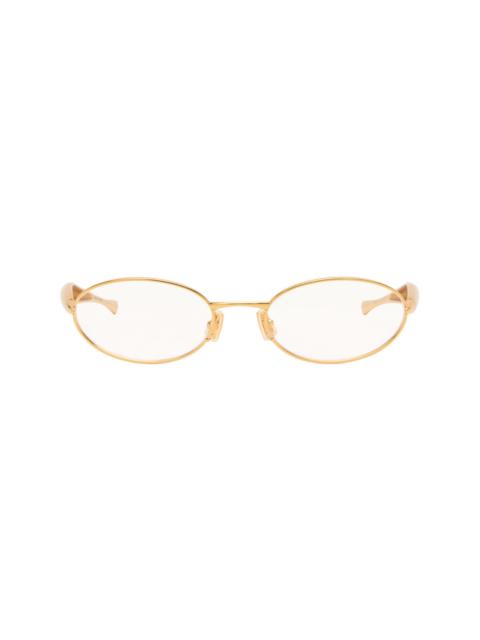 Bottega Veneta Gold Sardine Oval Glasses