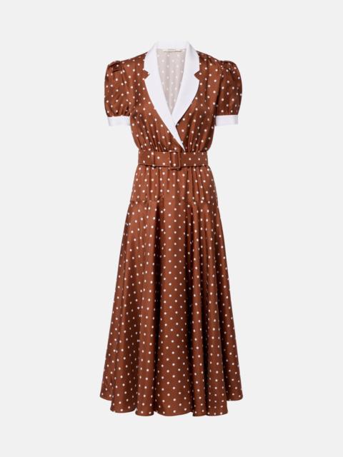 RODARTE Belted polka-dot silk twill midi dress