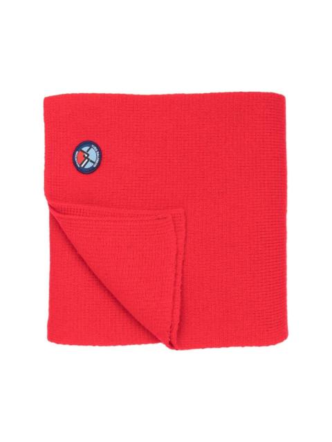 Yves Salomon knitted logo-patch scarf