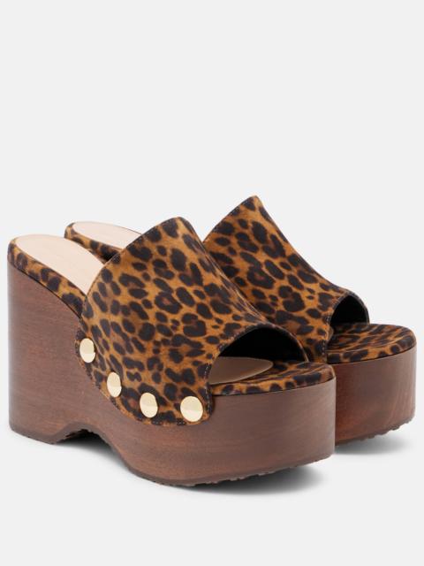 Gianvito Rossi Leopard-print suede wedges