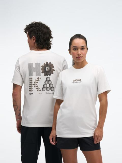HOKA Mosaic Logo CTN SS Tee Shirt in White