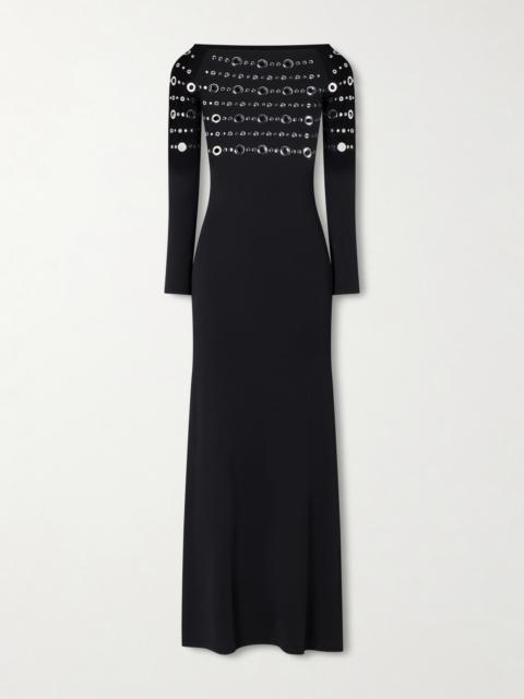 rabanne Eyelet-embellished Jersey Midi Dress