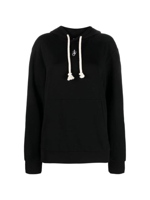 logo-embroidered cotton blend hoodie