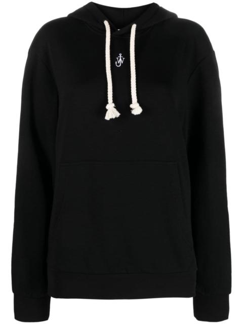 logo-embroidered cotton blend hoodie