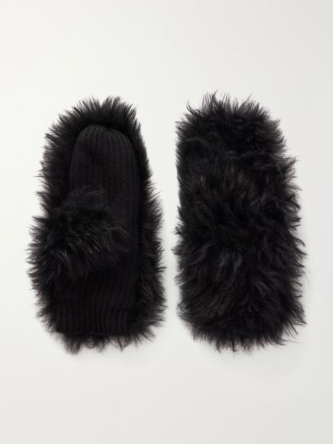 Yves Salomon Shearling wool and cashmere-blend gloves Black
