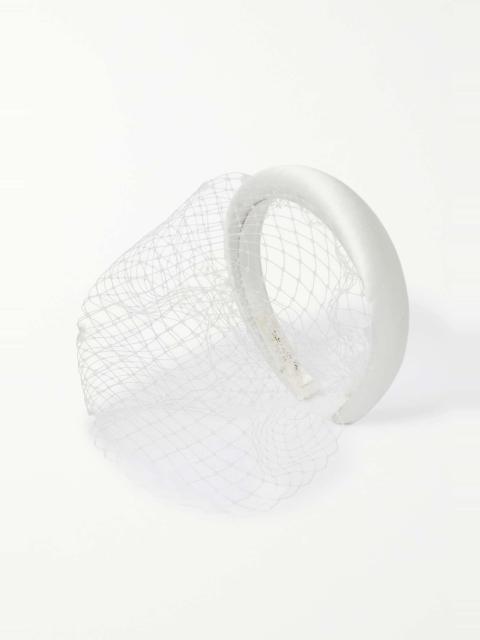 Tori Voilette mesh-trimmed satin headband