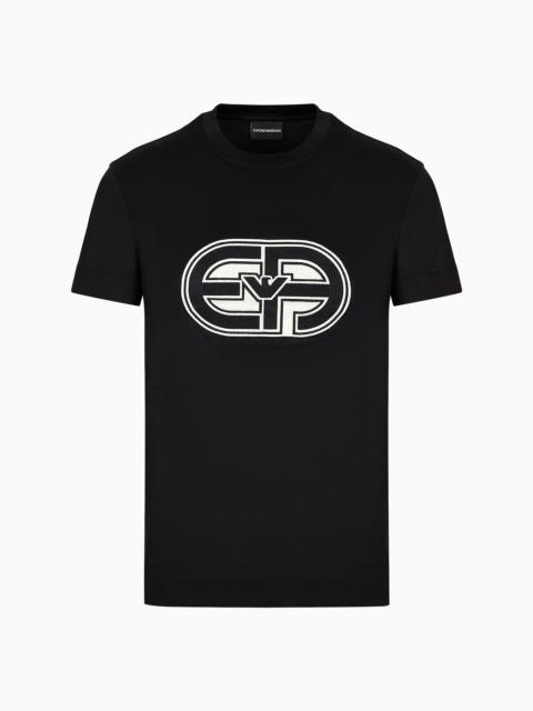 EMPORIO ARMANI Tencel-blend jersey T-shirt with oversized EA patch