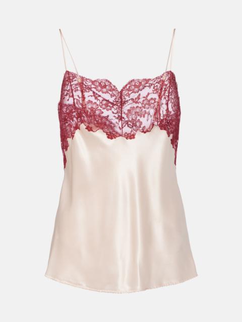SAINT LAURENT Lace-trimmed silk satin camisole