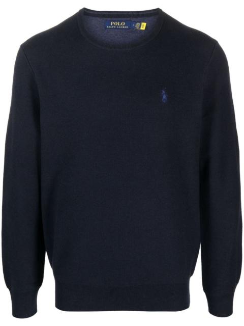 Polo Ralph Lauren embroidered-logo long-sleeve cotton jumper