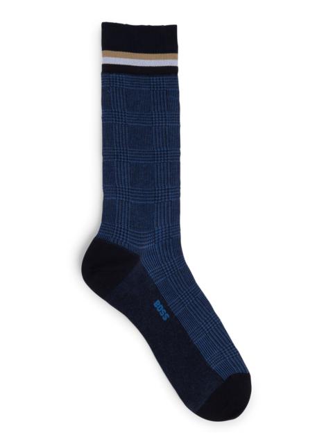 BOSS REGULAR-LENGTH CHECKED SOCKS IN MERCERIZED STRETCH COTTON