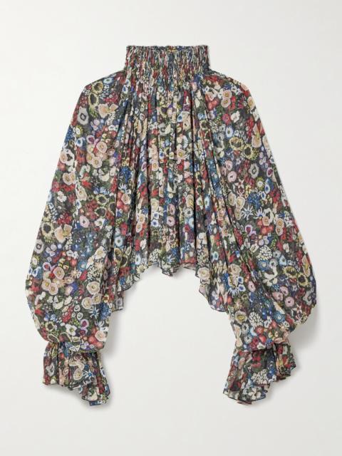 KHAITE Durer Printed Silk-chiffon Blouse