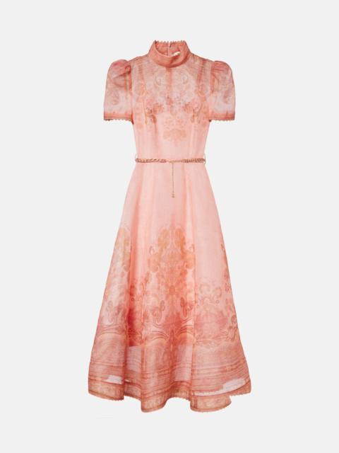 Zimmermann Belted paisley linen and silk midi dress