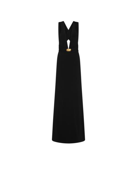 PLUNGING V-NECK JERSEY EVENING DRESS