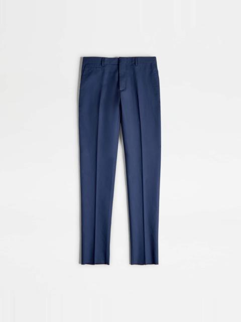 Tod's PANTS IN LINEN BLEND TWILL - BLUE