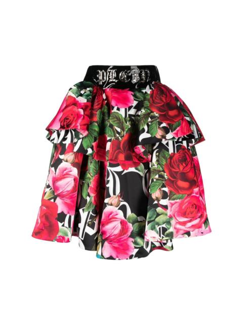 PHILIPP PLEIN Blossom floral-print skirt