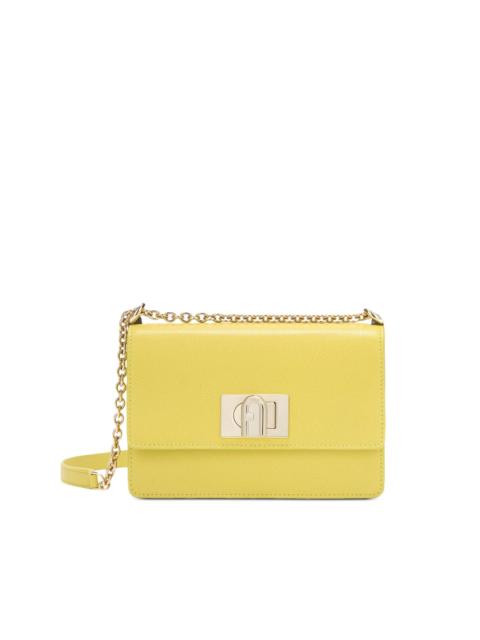 FURLA arch logo grained leather crossbody