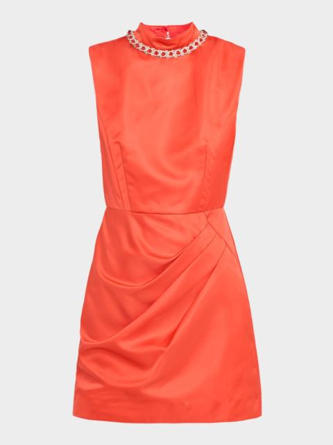 SALONI Floral Embellished Satin Mini Dress