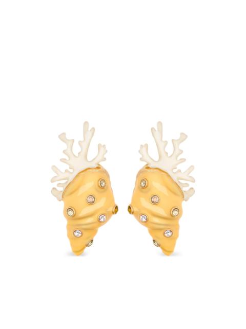 Oscar de la Renta embellished coral earrings