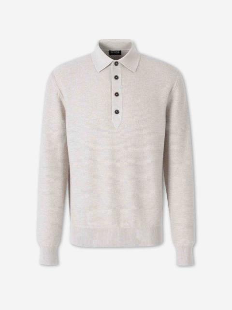 ZEGNA CASHMERE POLO NECK SWEATER