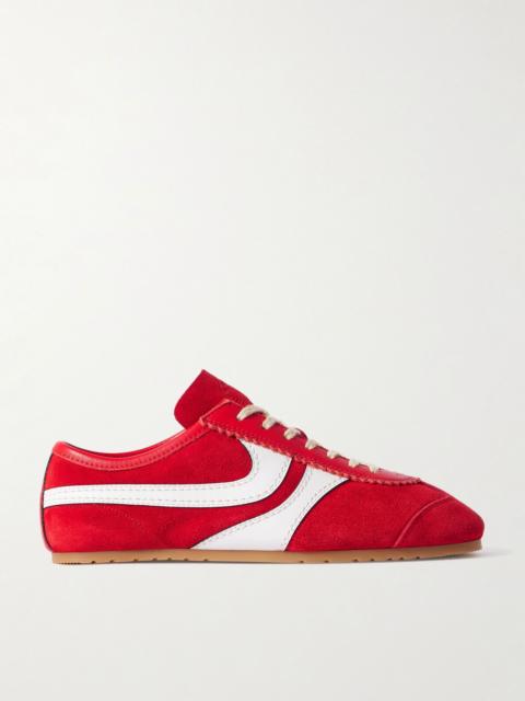 Dries Van Noten Leather-trimmed suede sneakers Red