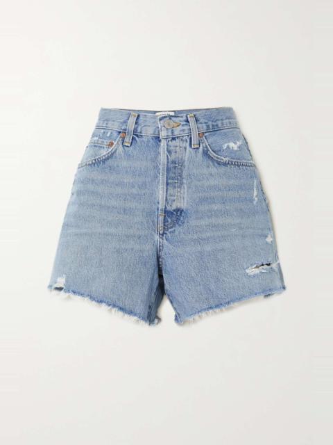 Long Parker distressed denim shorts
