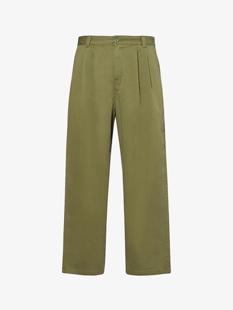 Marv brand-patch wide-leg relaxed-fit cotton trousers