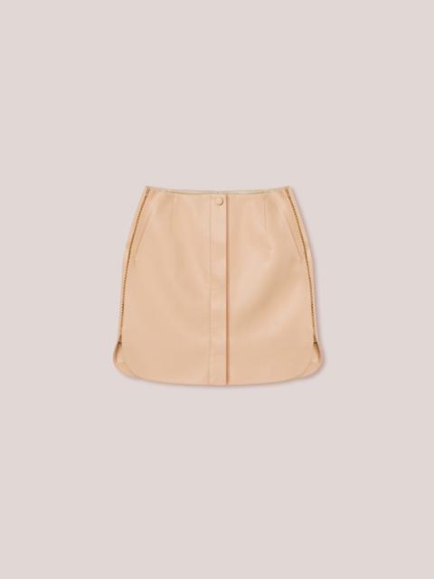 Nanushka LYNN - Regenerated leather merrow-stitch mini skirt - Eggshell