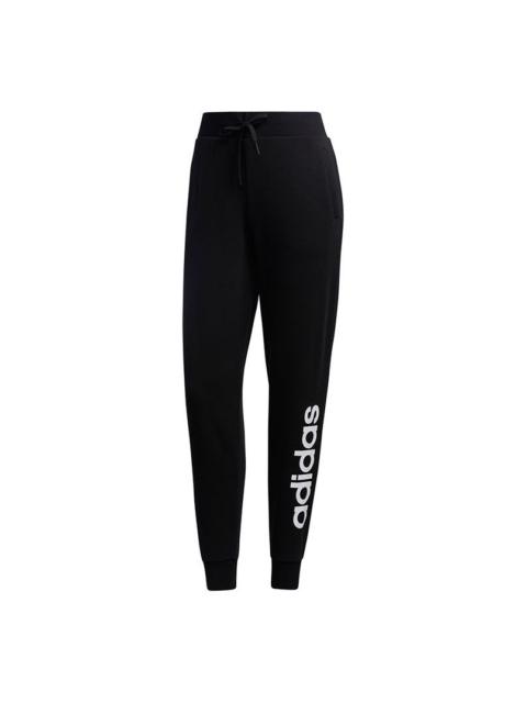 (WMNS) adidas Neo Essential Logo Pants Asia Sizing 'Black White' GJ7917