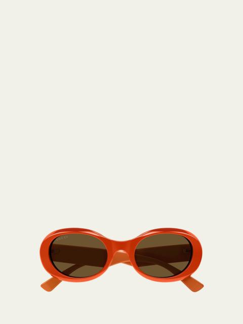 Logo Acetate Oval Sunglasses
