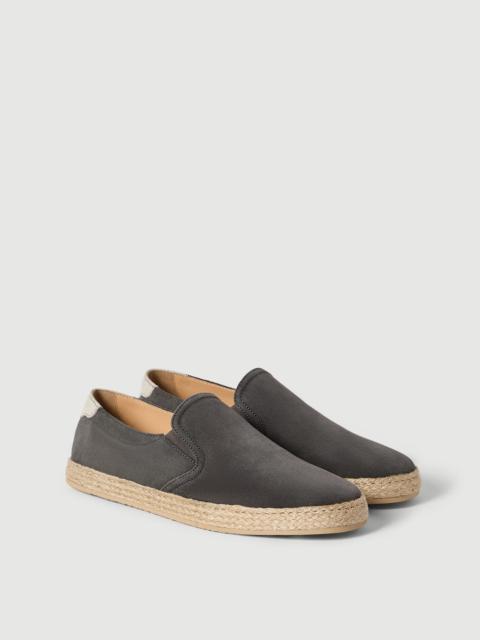 Suede slip-ons with rope insert