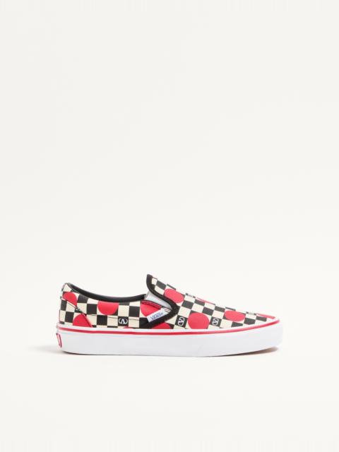 Valentino VALENTINO GARAVANI AND VANS SLIP-ON SNEAKER IN FABRIC WITH VLOGO CHECKERBOARD PRINT AND POLKA DOT DE