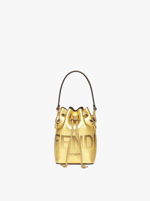 FENDI Gold laminated leather mini bag