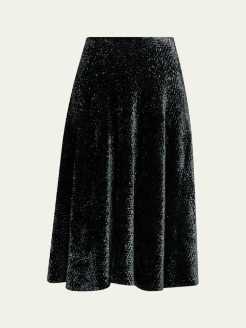 Alaïa Velvet A-Line Midi Skirt