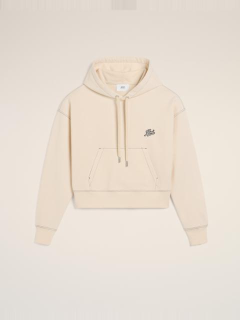 AMI Paris BEIGE COTTON HOODIE AMI SIGNATURE