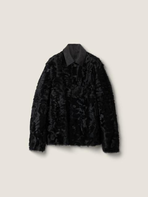 Miu Miu Reversible single-breasted wool and Chekiang fur coat